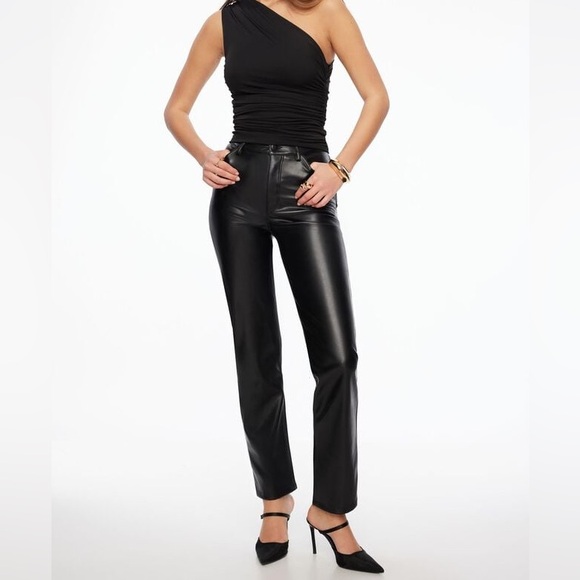 Dynamite Gisele Straight Leg Faux Leather Pants size 6 in Burgundy - Picture 2 of 6